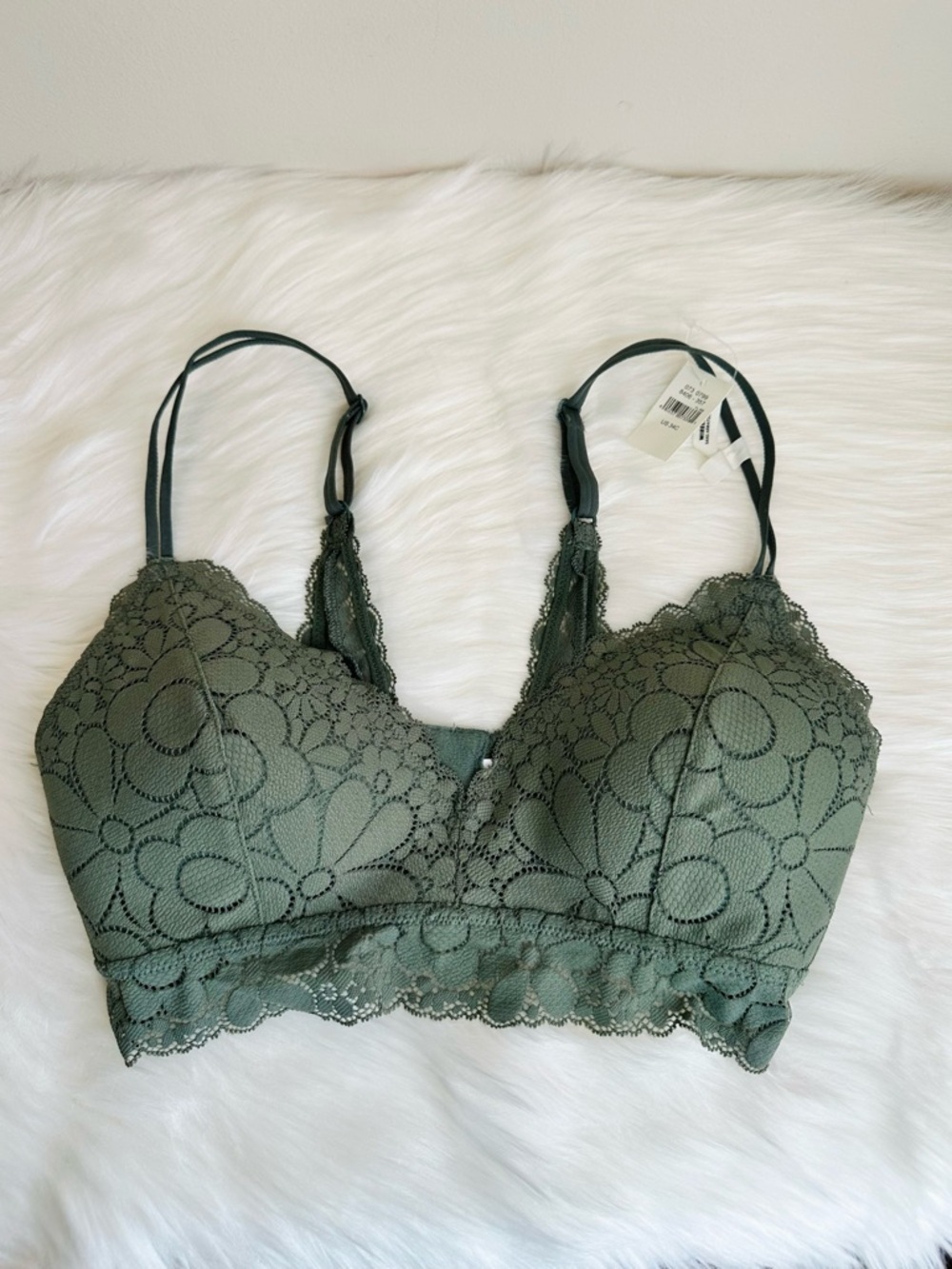 NWT Aerie Real Happy Lightly Lined Wireless Candy Lace Bra Royal Palm Size 34C - Picture 3 of 15